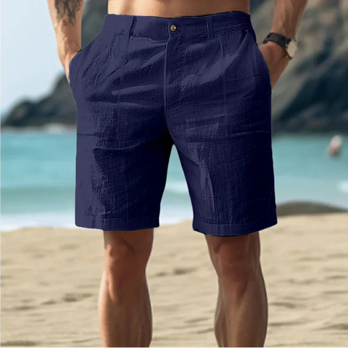 Lucaine | Men's Linen Shorts with Adjustable Waist | Lightweight & Breathable Summer Comfort 3