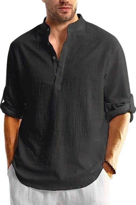 Men's Lightweight Linen Shirt | Casual Relaxed Fit Long Sleeve Summer Top 1