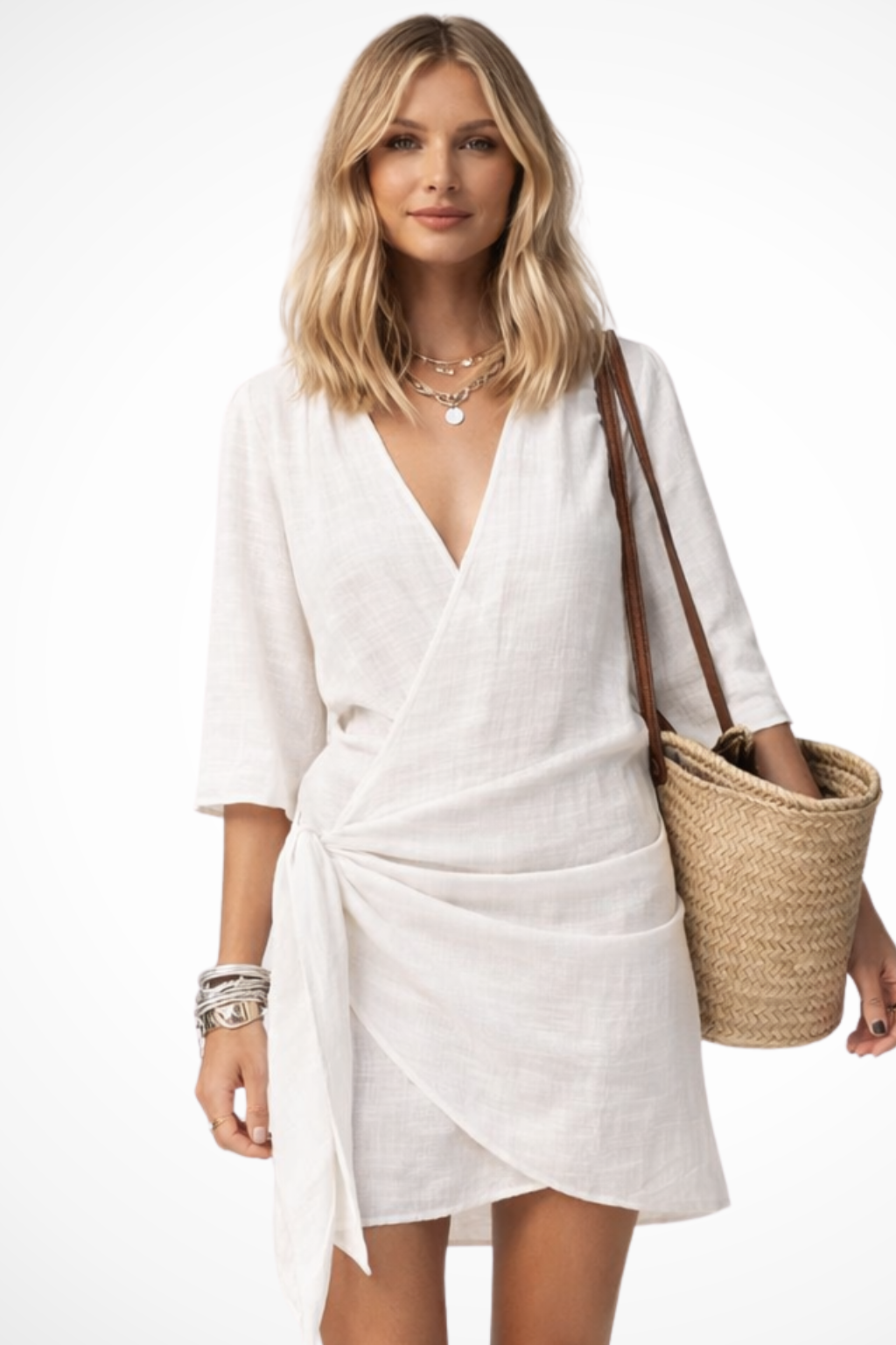 Effortless Style | Women's Wrap Mini Dress with Asymmetrical Hem | Lightweight Summer Dress for Comfort 0