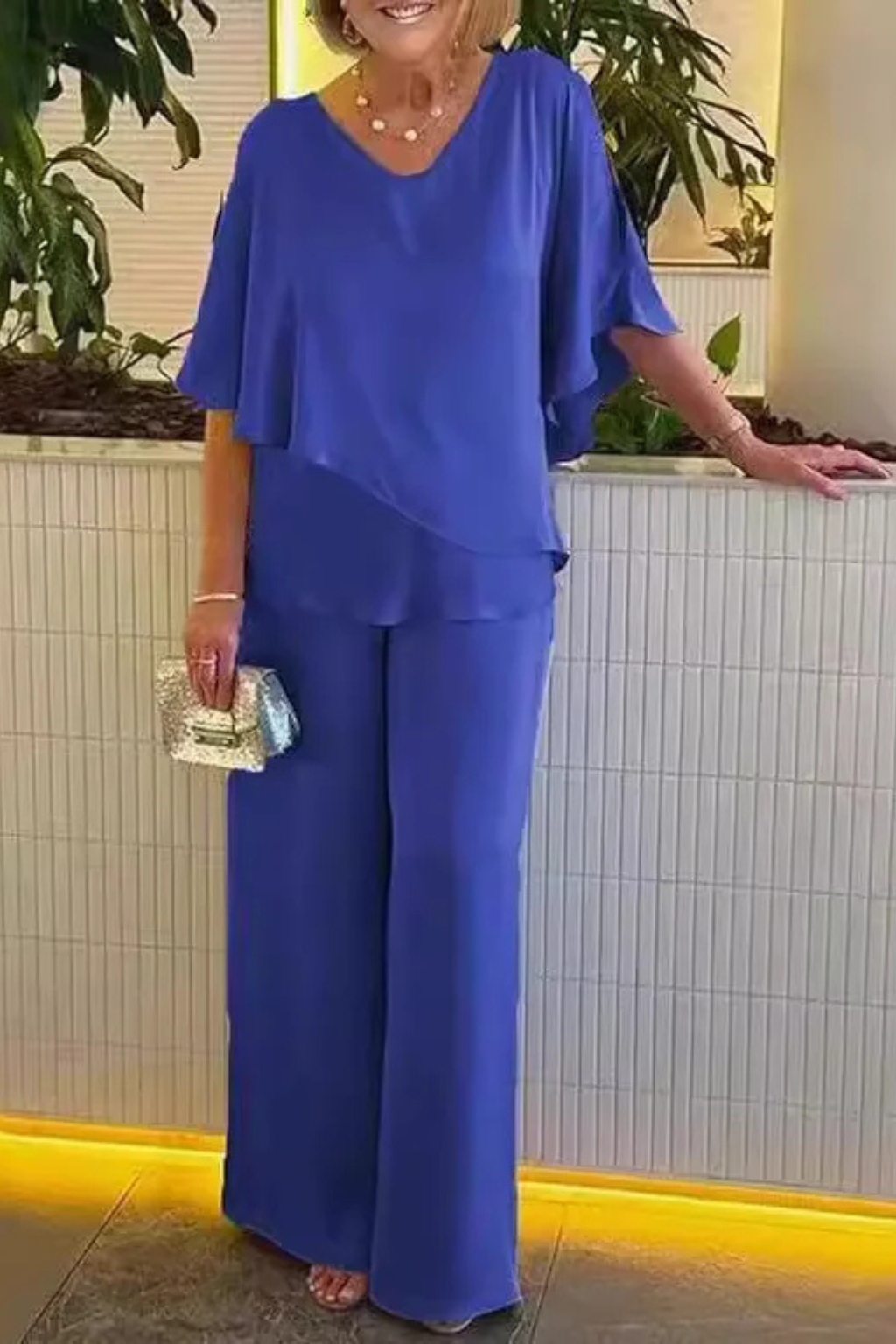 Elegant Co Ord Sets Women | Women's Two Piece Set with V Neck & Batwing Sleeves for Effortless Style 4