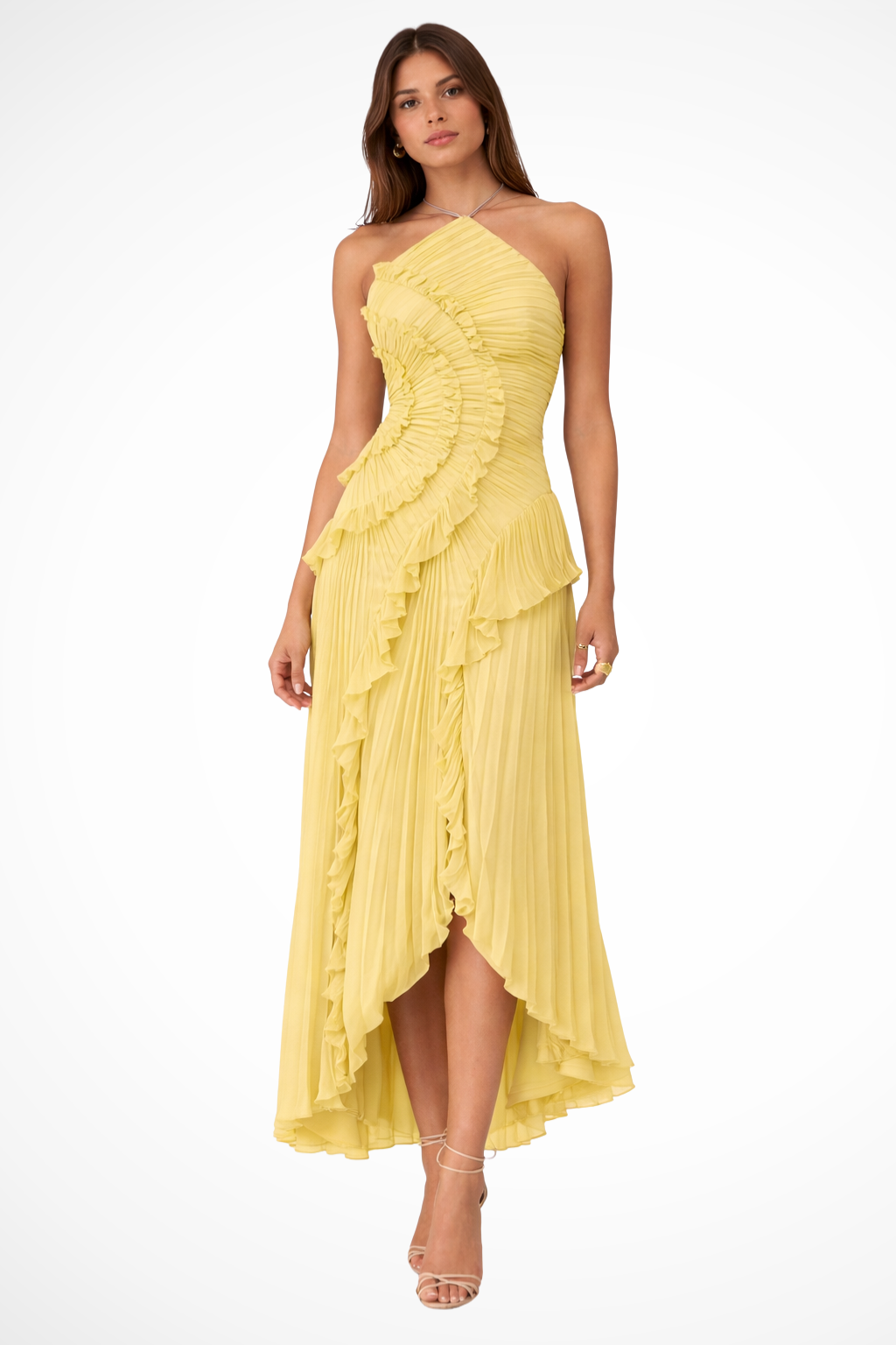 Elegant Collection | Sleeveless Maxi Dress with Layered Ruffles | Asymmetric Hem for Special Occasions 1
