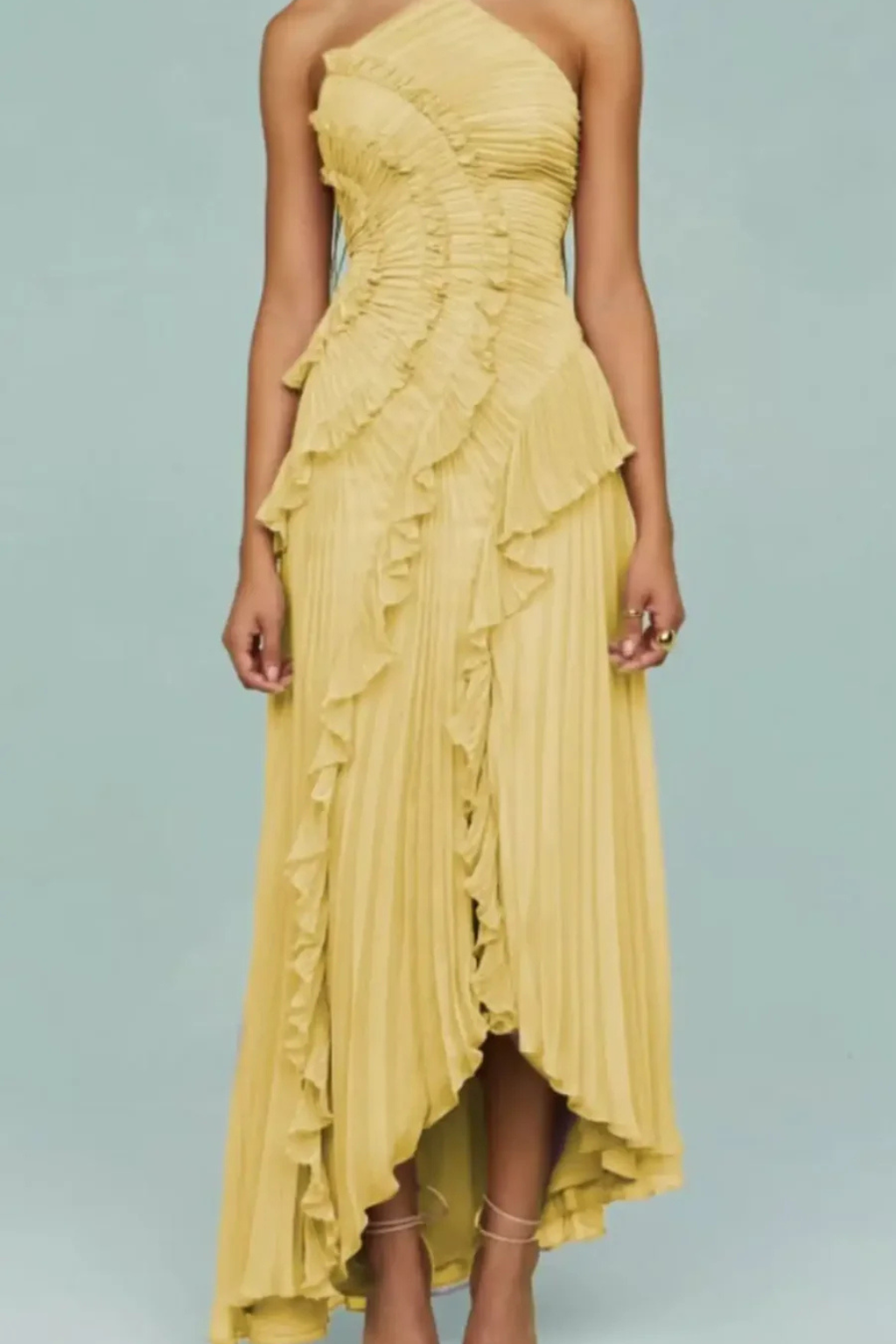 Elegant Collection | Sleeveless Maxi Dress with Layered Ruffles | Asymmetric Hem for Special Occasions 6