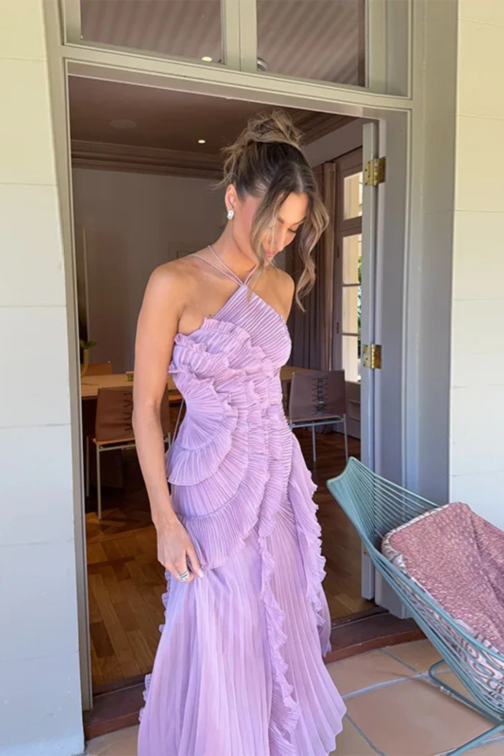 Elegant Collection | Sleeveless Maxi Dress with Layered Ruffles | Asymmetric Hem for Special Occasions 7