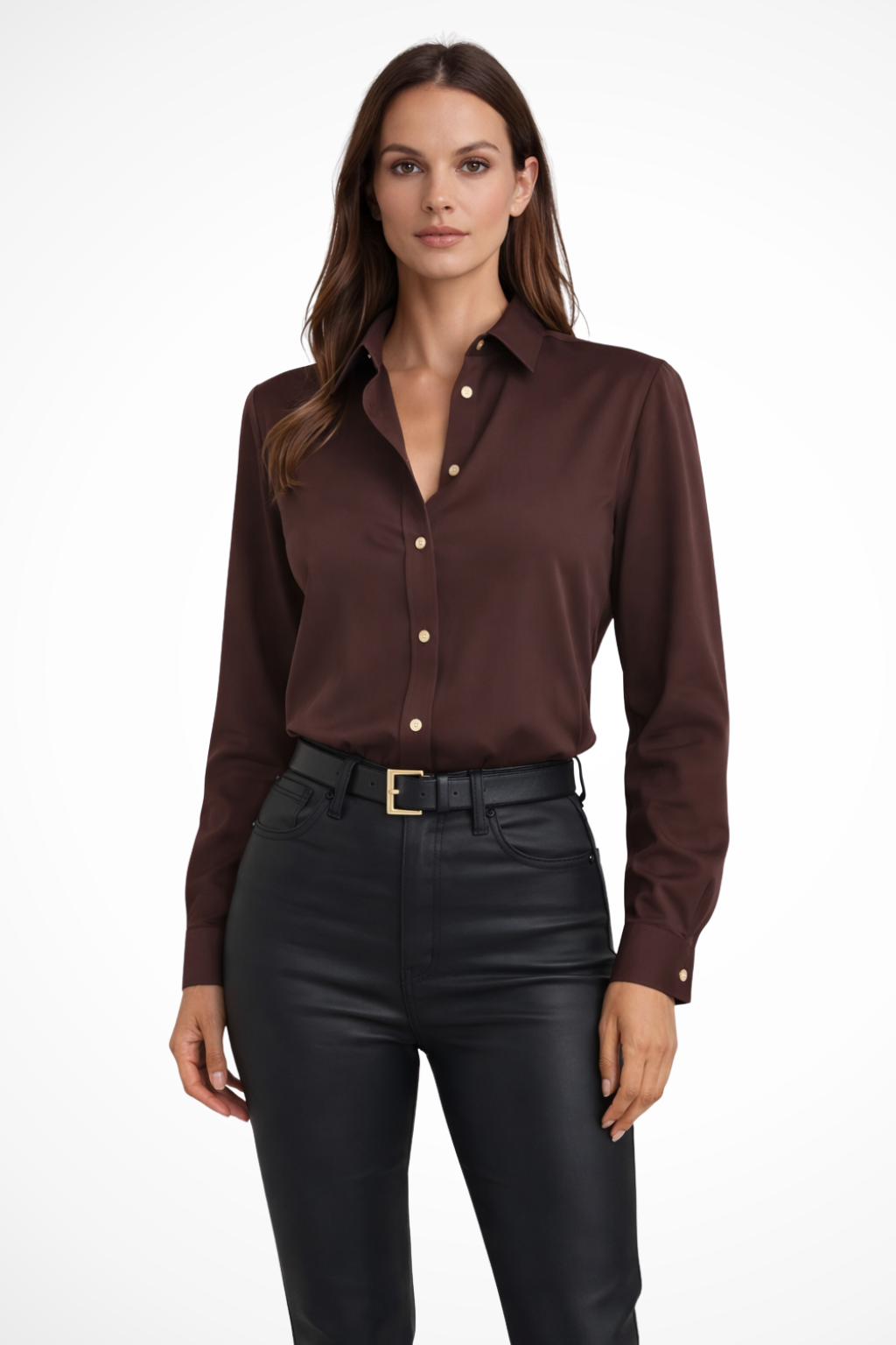 Elegant Collection | Women's Blouse with V Neckline & Relaxed Fit | Versatile Long Sleeve Top for Effortless Style 1