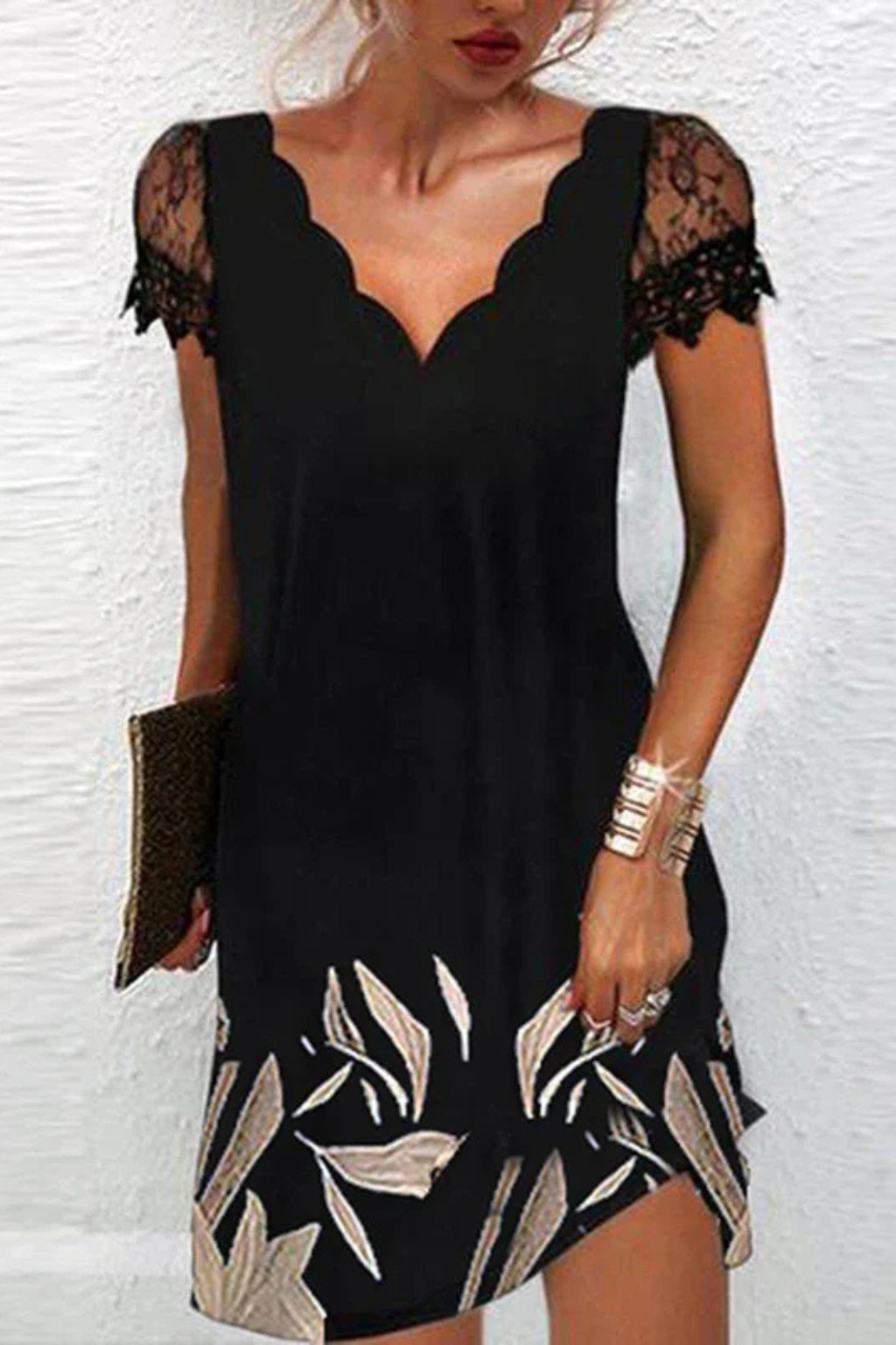 Elegant Lace Midi Dress with Sleeves & Flattering V-Neck for Special Occasions 6