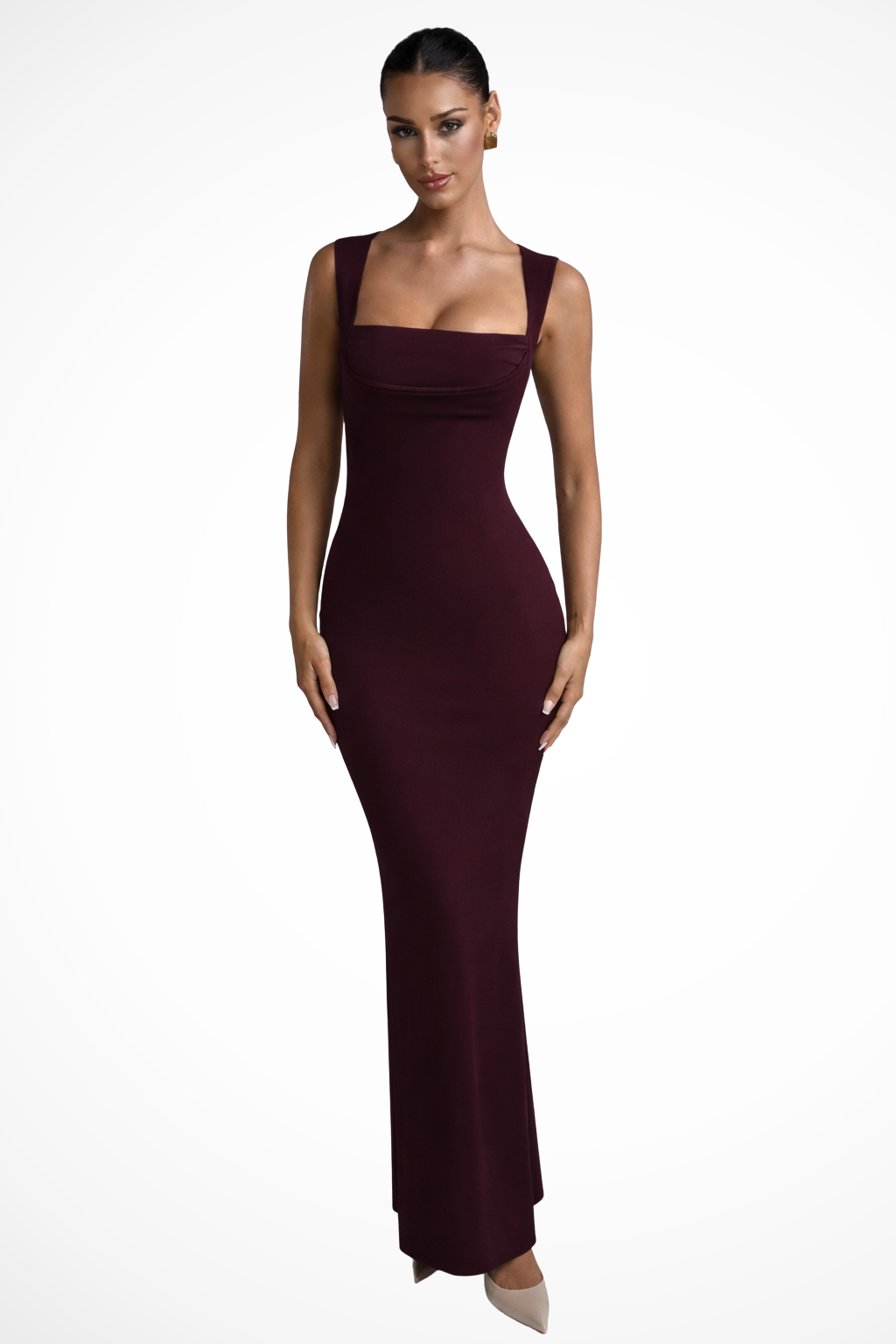 Elegant Maxi Dress | Bodycon Style with Square Neckline | Long Dress for Formal Events 0