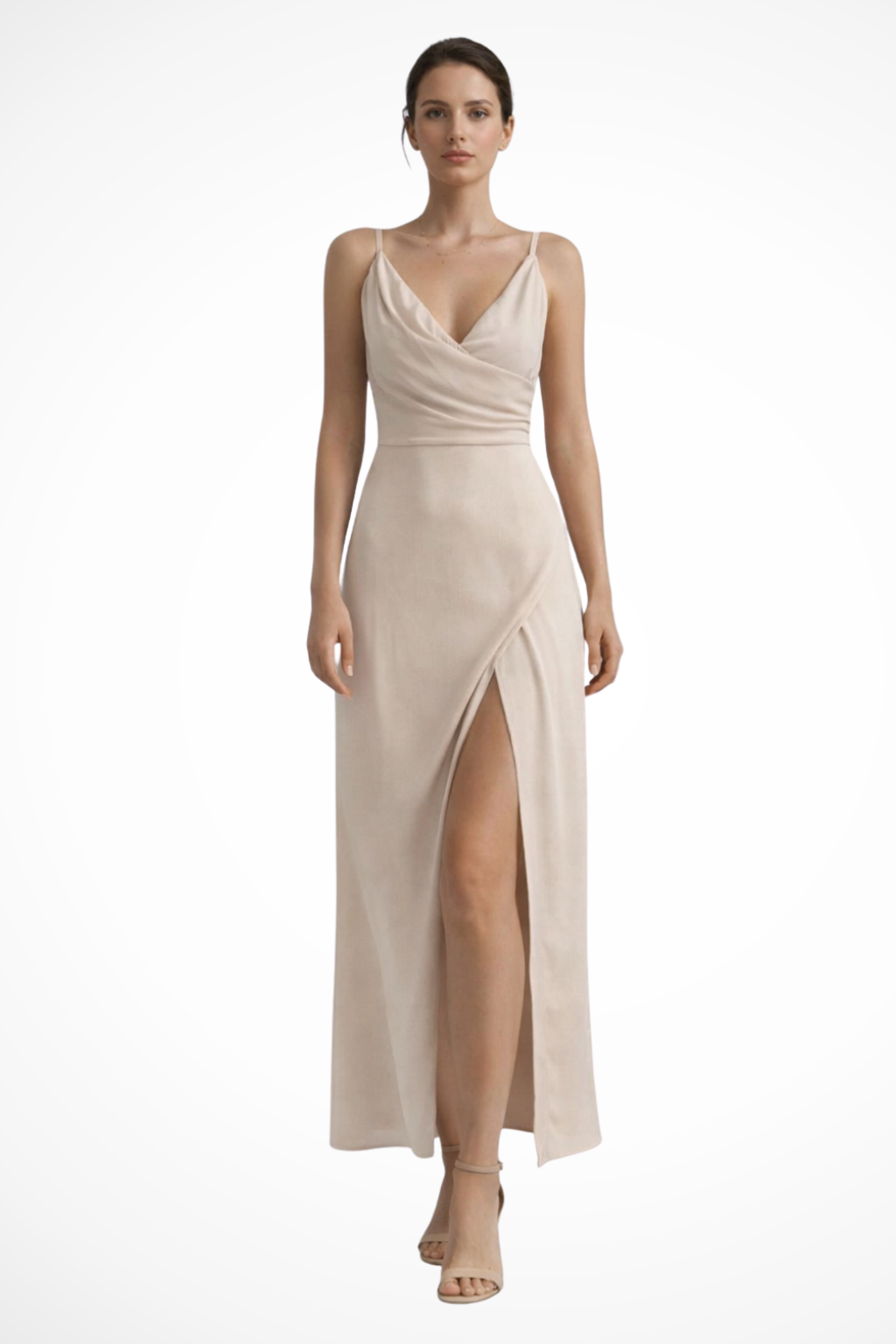 Elegant Maxi Dress | Women's Formal Dress with High Side Slit & Draped Bodice for Effortless Elegance 1