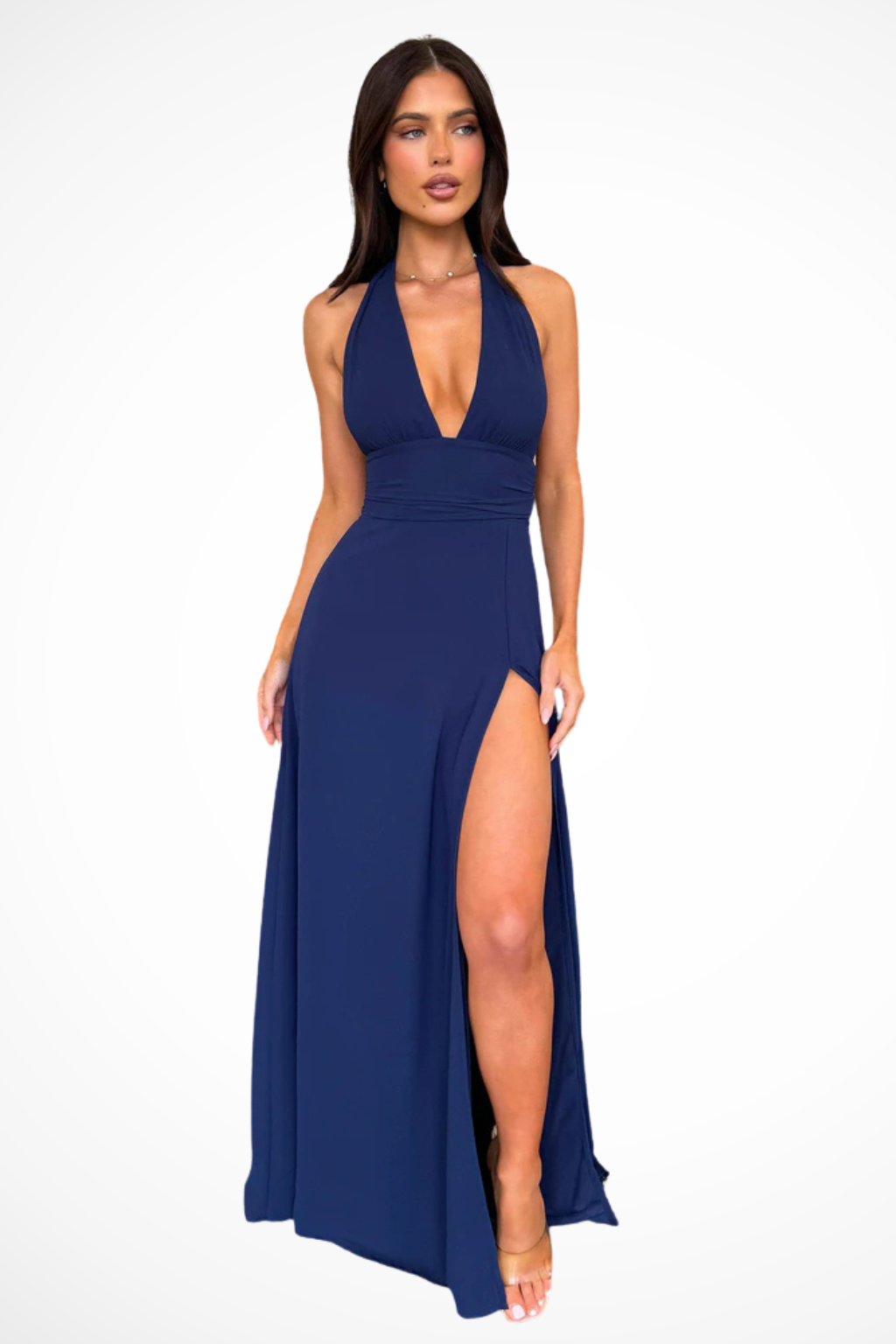 Elegant Maxi Dress | Women's Halter Neck Design with High Side Slit | Perfect for Evening Events 5