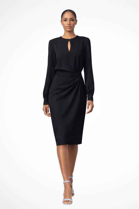 Elegant Midi Dress | Women's Cocktail & Formal Dress with Keyhole Neckline | Versatile Style for Special Occasions 0
