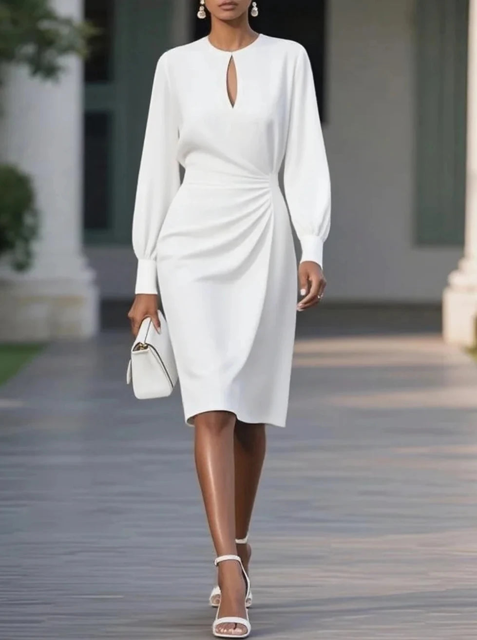 Elegant Midi Dress | Women's Cocktail & Formal Dress with Keyhole Neckline | Versatile Style for Special Occasions 5