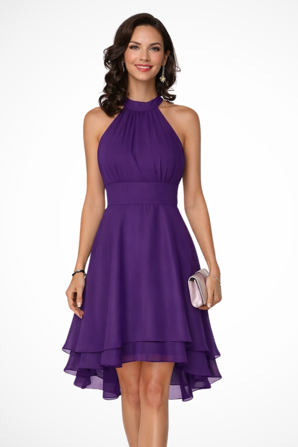 Elegant Mini Dress | Halter Neck Design with Ruffle Hem for Effortless Style 3