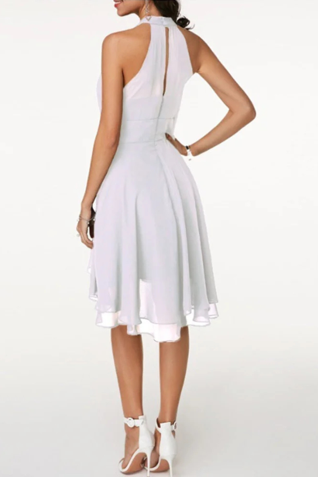 Elegant Mini Dress | Halter Neck Design with Ruffle Hem for Effortless Style 6