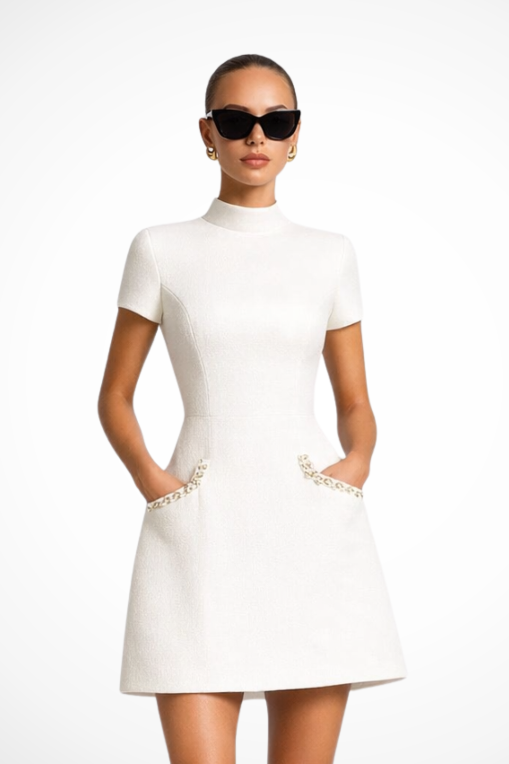 Elegant Mini Dress | Women's Dress with Pearl Trim & Pocket Detail for Stylish Summer Occasions 1