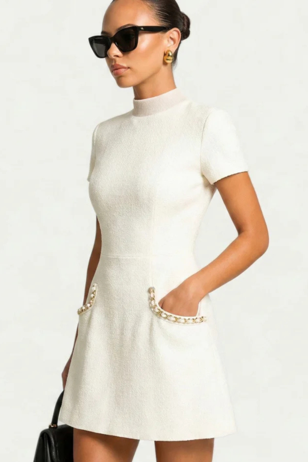 Elegant Mini Dress | Women's Dress with Pearl Trim & Pocket Detail for Stylish Summer Occasions 5