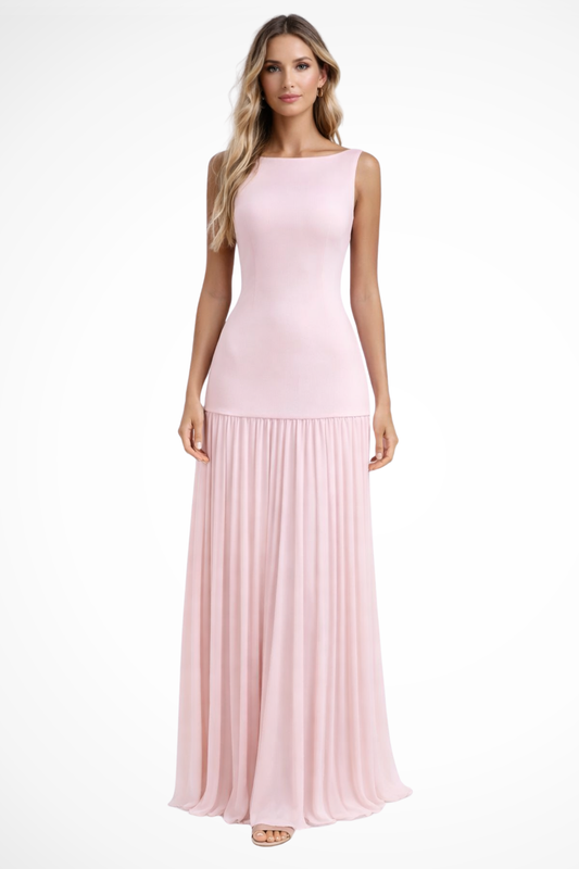 Elegant Pleated Maxi Dress for Women with Structured Skirt | Full-Length Formal Dress for Timeless Style 0