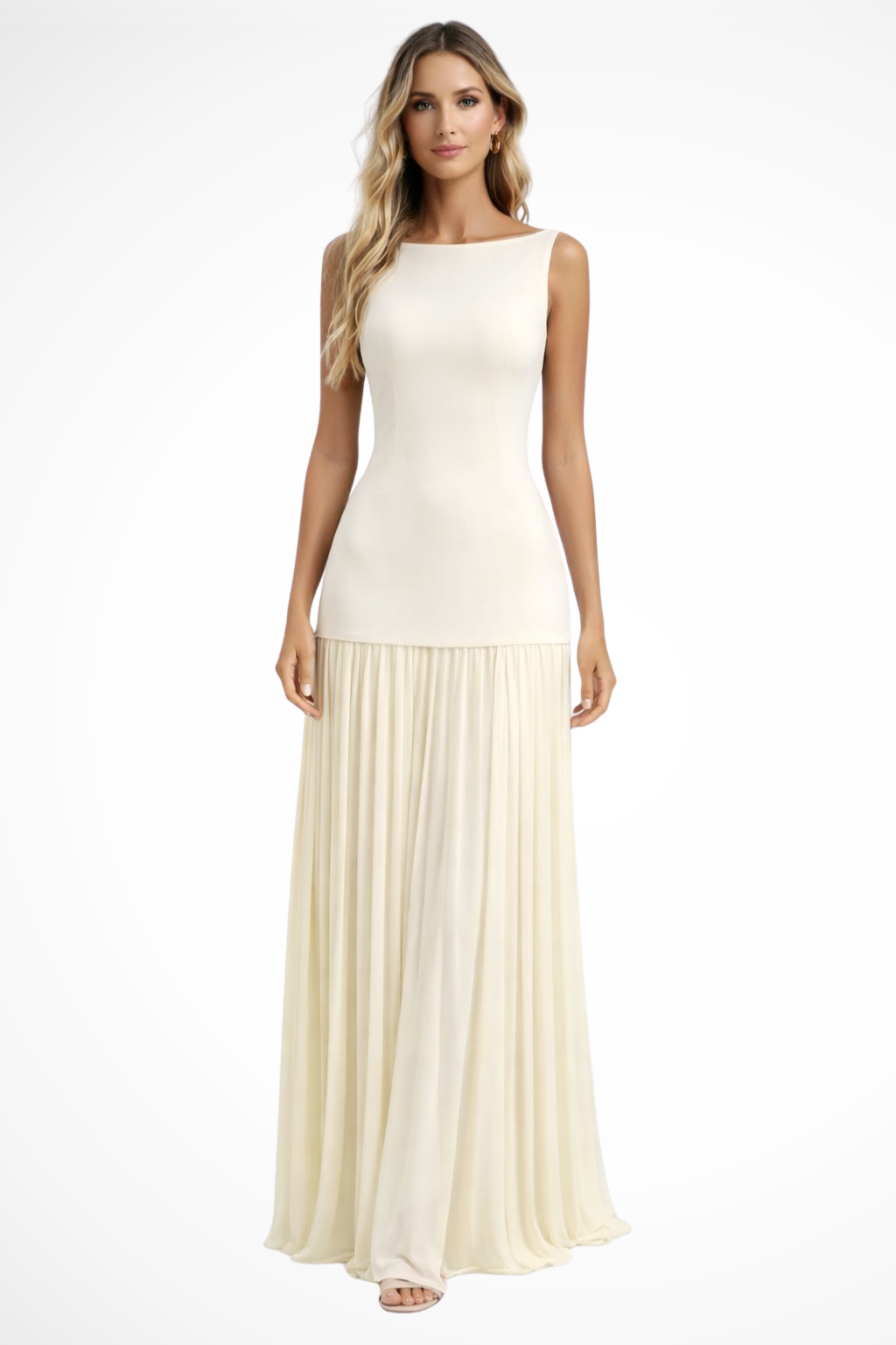 Elegant Pleated Maxi Dress for Women with Structured Skirt | Full-Length Formal Dress for Timeless Style 1