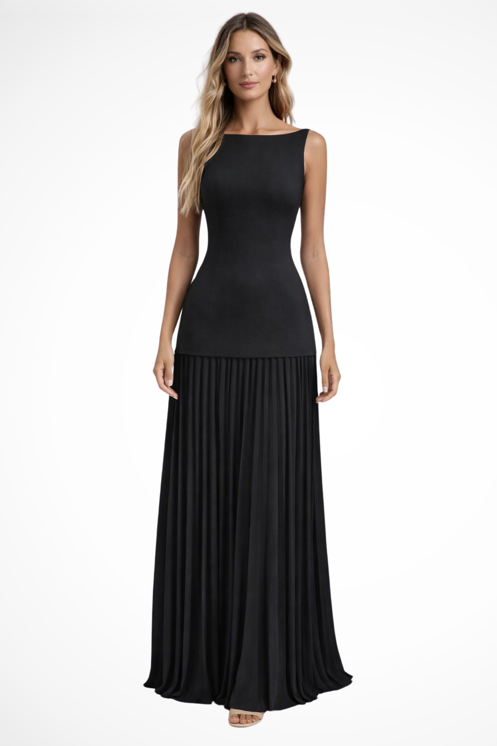 Elegant Pleated Maxi Dress for Women with Structured Skirt | Full-Length Formal Dress for Timeless Style 2