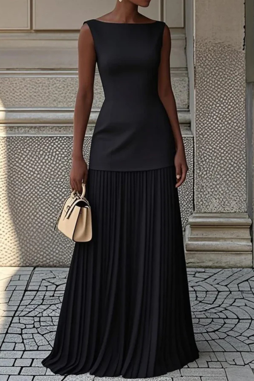 Elegant Pleated Maxi Dress for Women with Structured Skirt | Full-Length Formal Dress for Timeless Style 6