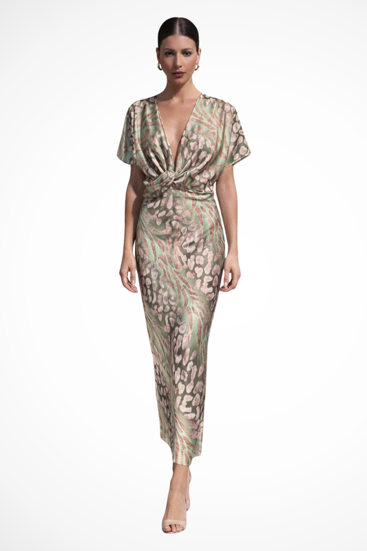 Elegant Summer Maxi Dress with Twisted V-Neck for Flattering Fit 0