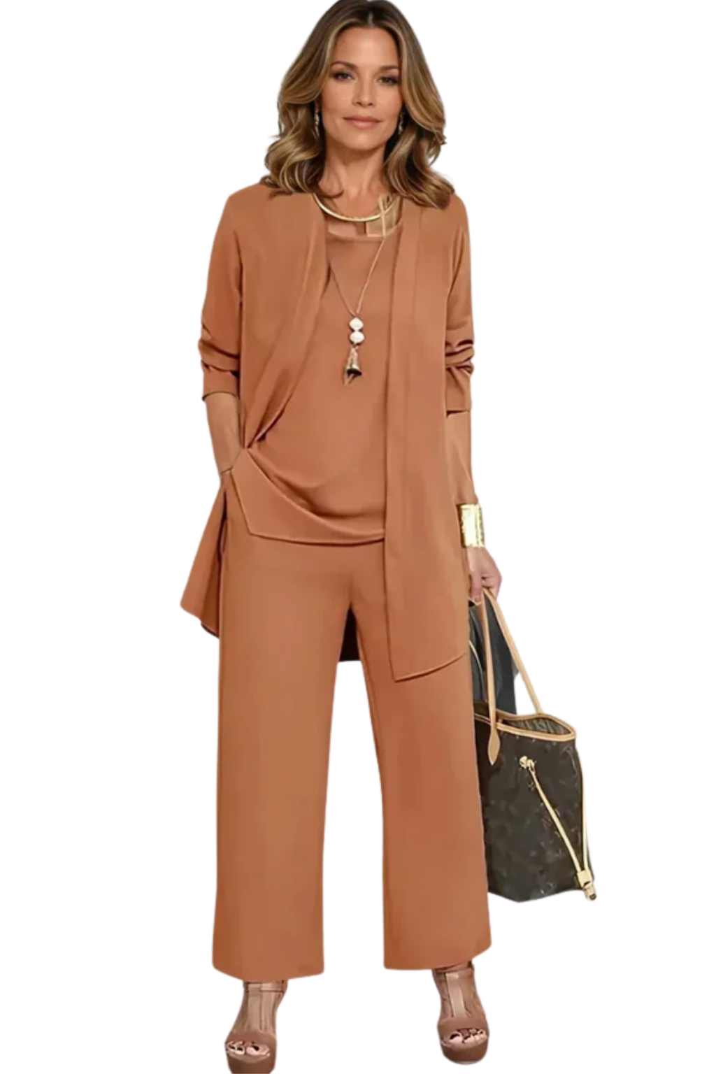 Elegant Women's Set | 3-Piece Outfit with Open-Front Cardigan | Stylish Comfort for Any Occasion 1