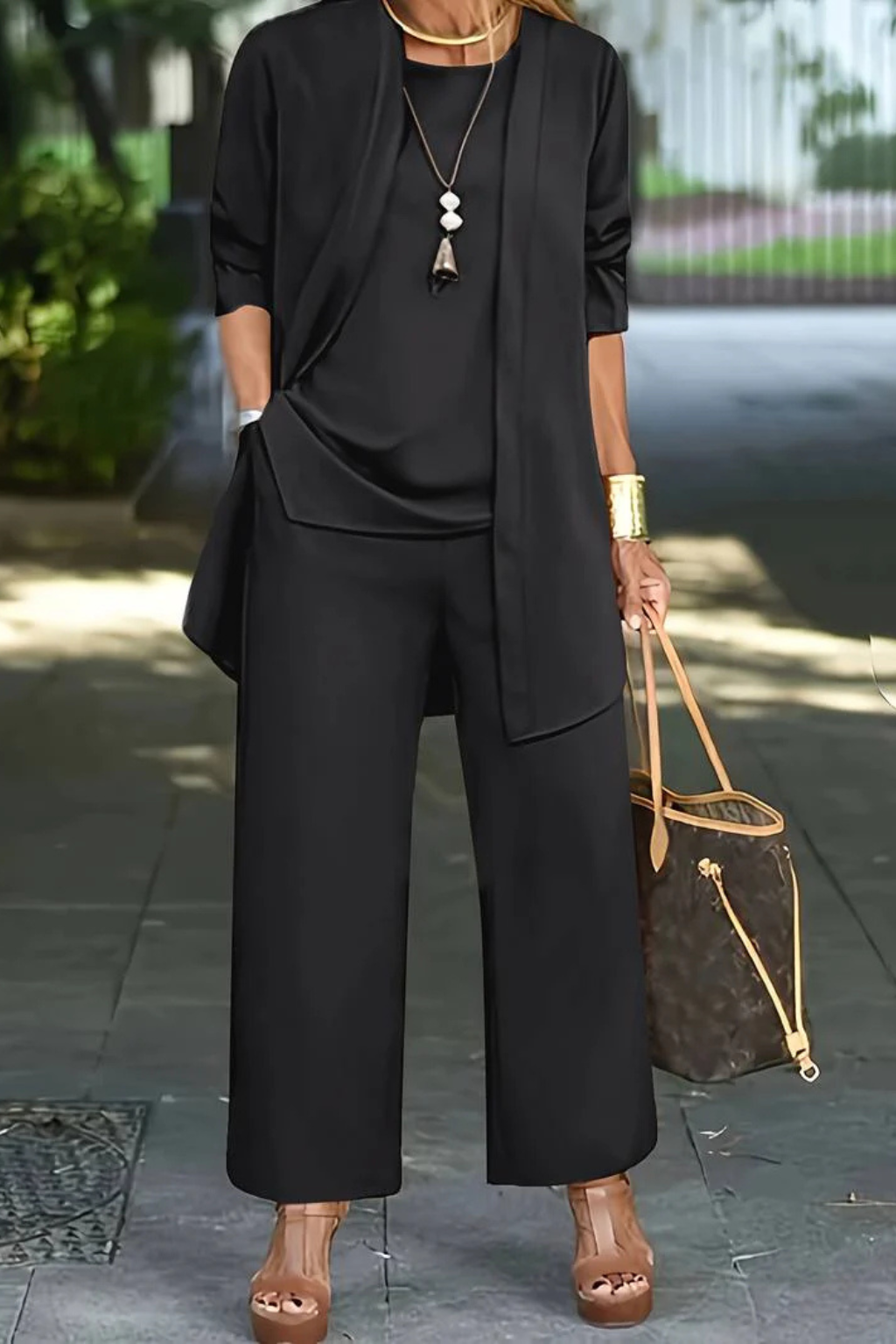 Elegant Women's Set | 3-Piece Outfit with Open-Front Cardigan | Stylish Comfort for Any Occasion 3