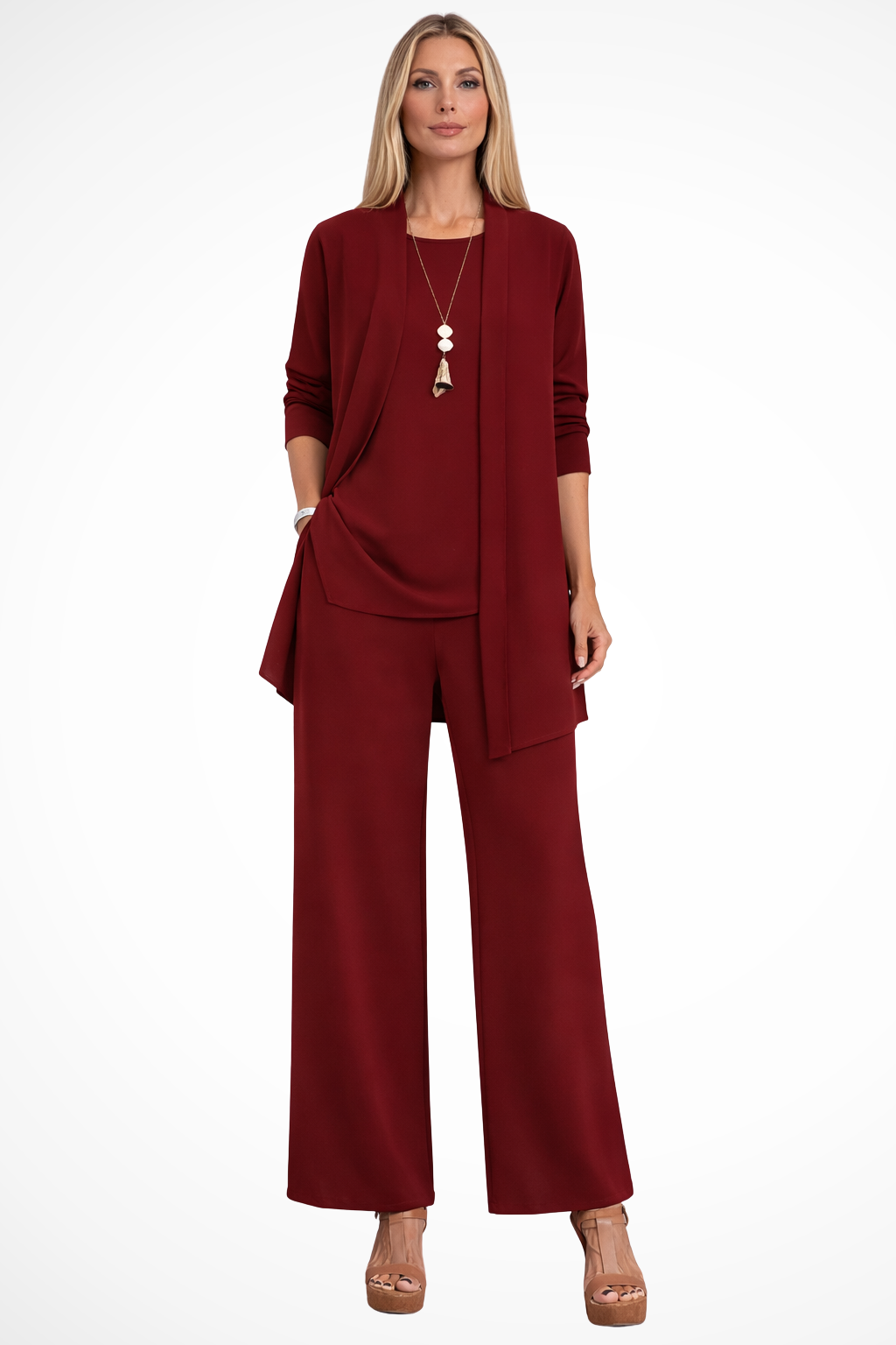 Elegant Women's Set | 3-Piece Outfit with Open-Front Cardigan | Stylish Comfort for Any Occasion 4