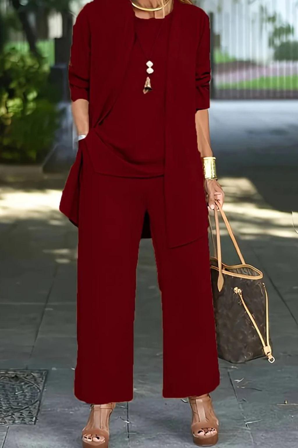 Elegant Women's Set | 3-Piece Outfit with Open-Front Cardigan | Stylish Comfort for Any Occasion 5