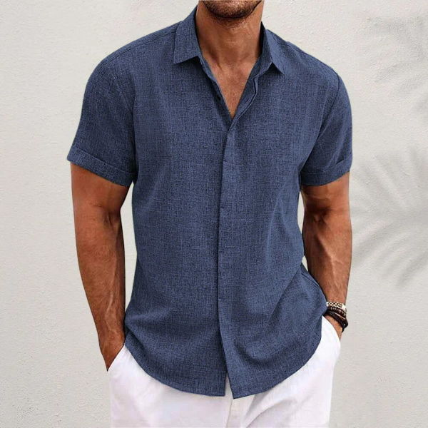Lauro | Men's Linen Shirt with Open Collar & Relaxed Fit | Breathable Summer Comfort 0