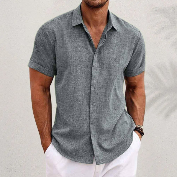 Lauro | Men's Linen Shirt with Open Collar & Relaxed Fit | Breathable Summer Comfort 2