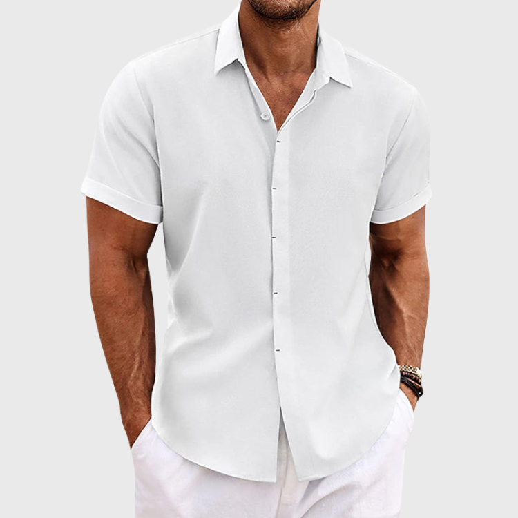 Lauro | Men's Linen Shirt with Open Collar & Relaxed Fit | Breathable Summer Comfort 3