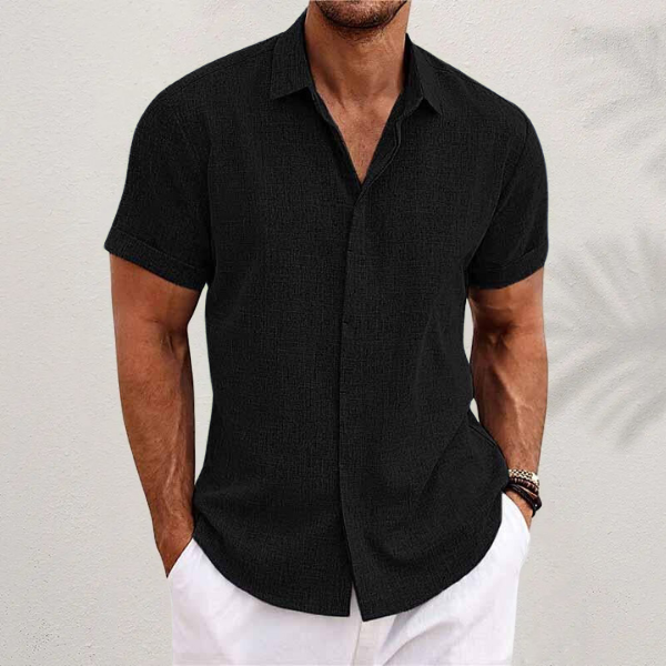 Lauro | Men's Linen Shirt with Open Collar & Relaxed Fit | Breathable Summer Comfort 4