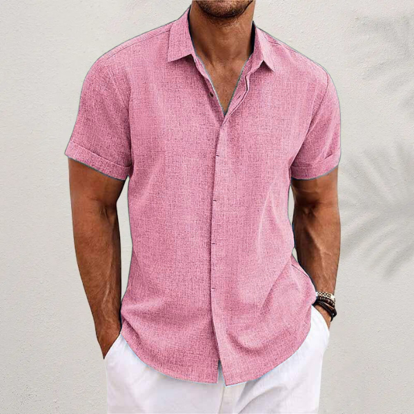 Lauro | Men's Linen Shirt with Open Collar & Relaxed Fit | Breathable Summer Comfort 5