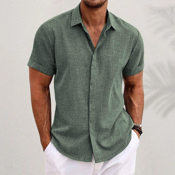 Lauro | Men's Linen Shirt with Open Collar & Relaxed Fit | Breathable Summer Comfort 6