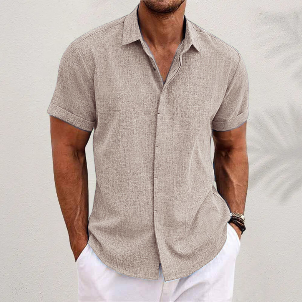 Lauro | Men's Linen Shirt with Open Collar & Relaxed Fit | Breathable Summer Comfort 7