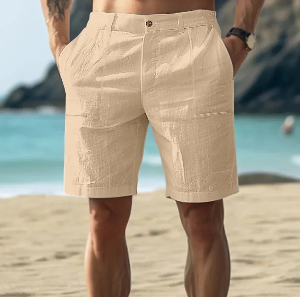 Lucaine | Men's Linen Shorts with Adjustable Waist | Lightweight & Breathable Summer Comfort 1