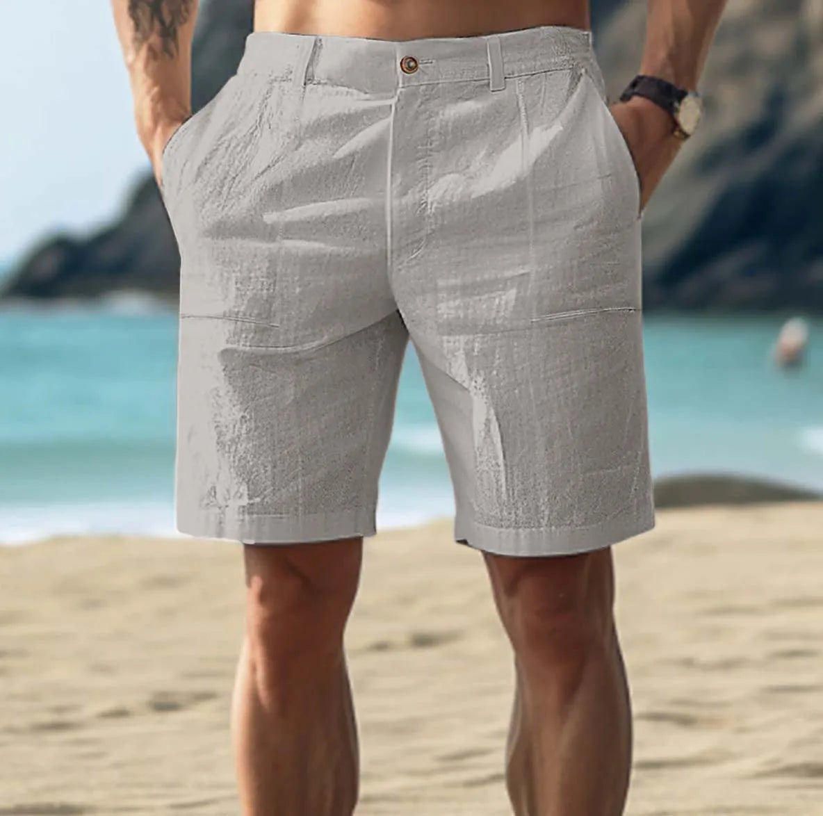 Lucaine | Men's Linen Shorts with Adjustable Waist | Lightweight & Breathable Summer Comfort 2