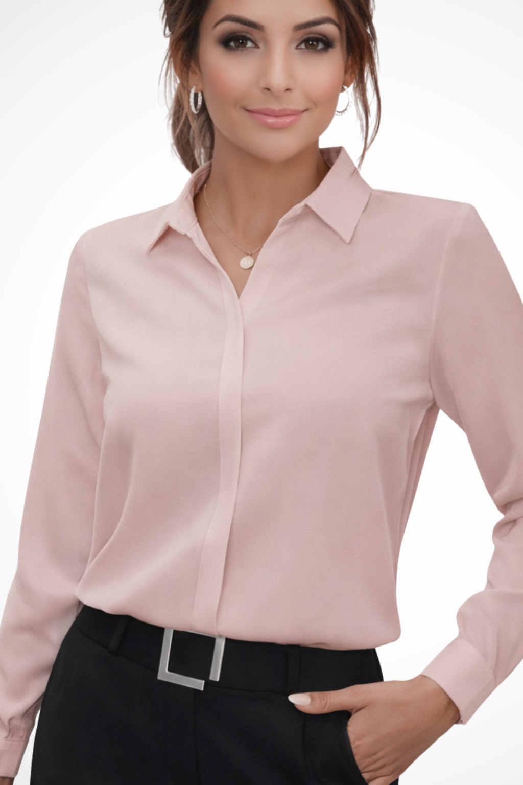 Luna Collection | Women's Long Sleeve Blouse with Concealed Placket | Versatile Style for Professional and Casual Wear 3