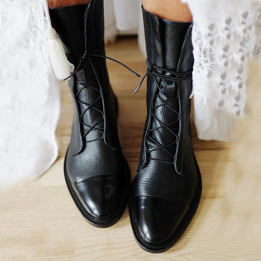 Luxe Collection | Black Ankle Boots with Lace-Up Design | Stylish Footwear for Everyday Comfort 0