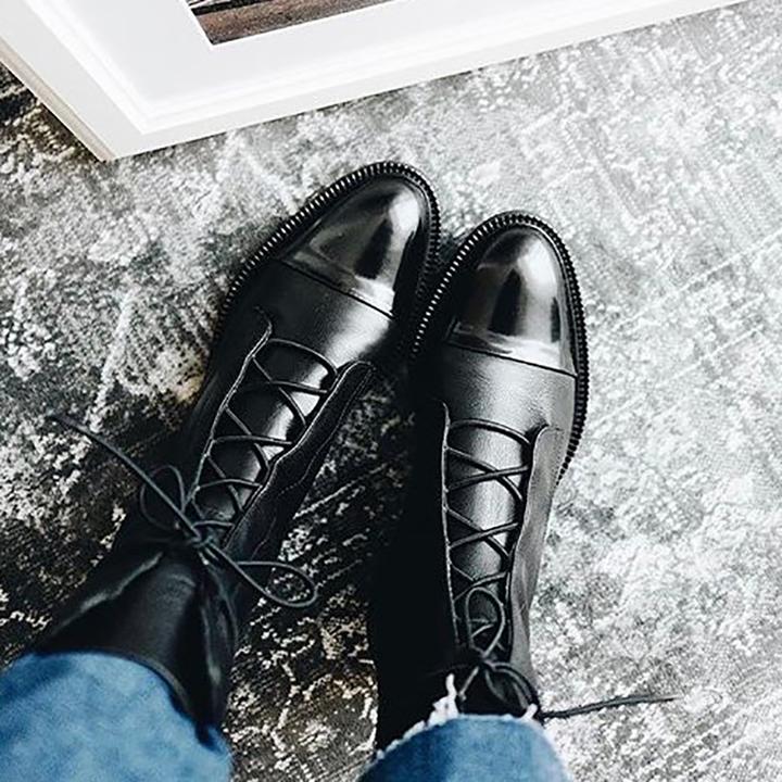 Luxe Collection | Black Ankle Boots with Lace-Up Design | Stylish Footwear for Everyday Comfort 7