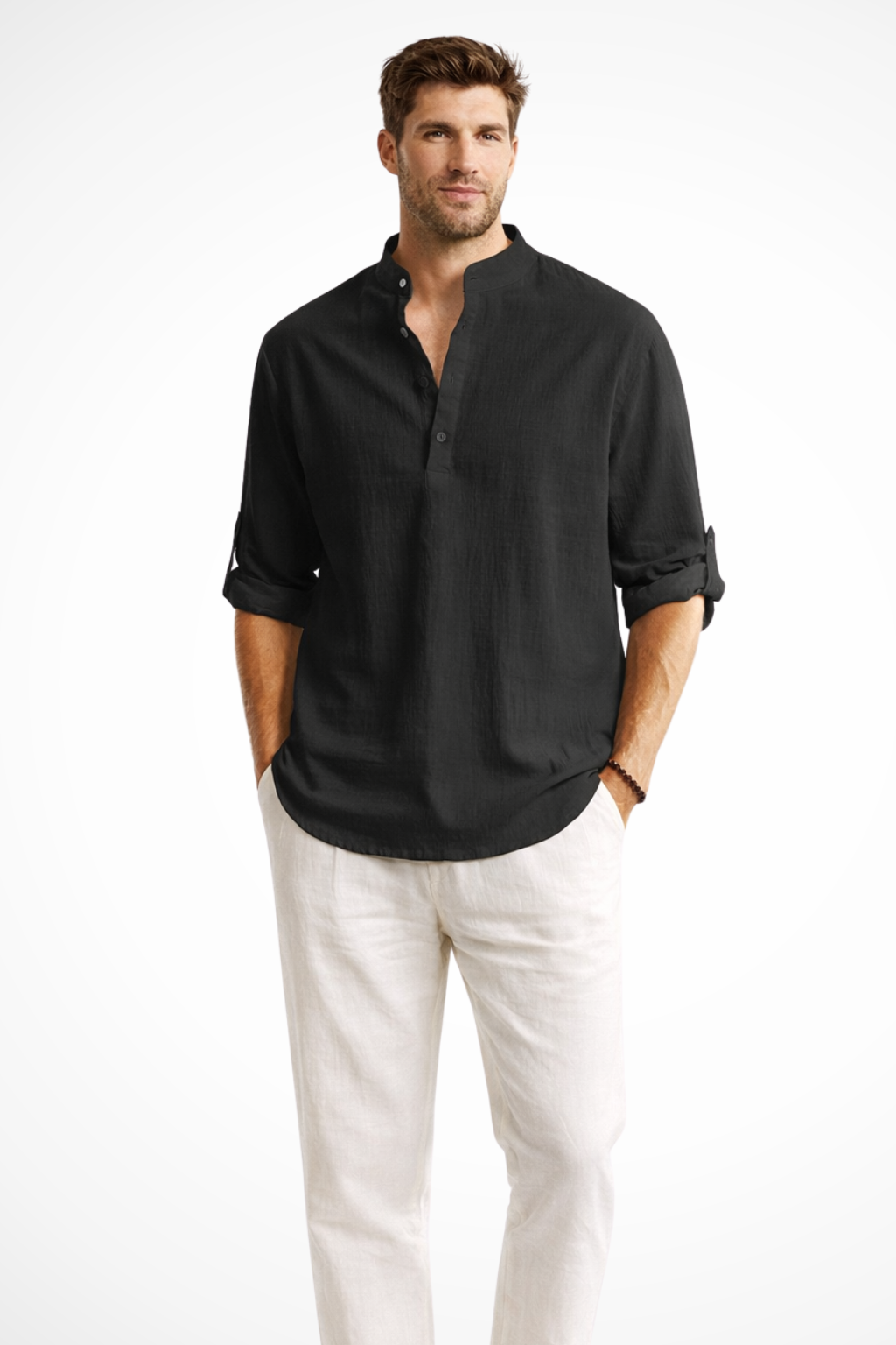 Men's Lightweight Linen Shirt | Casual Relaxed Fit Long Sleeve Summer Top 0