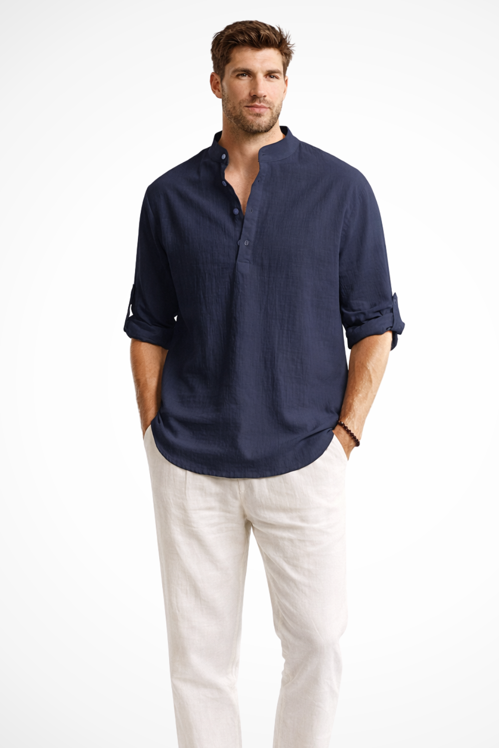 Men's Lightweight Linen Shirt | Casual Relaxed Fit Long Sleeve Summer Top 10