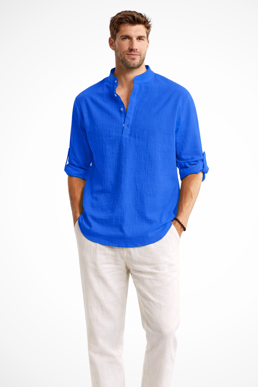 Men's Lightweight Linen Shirt | Casual Relaxed Fit Long Sleeve Summer Top 12