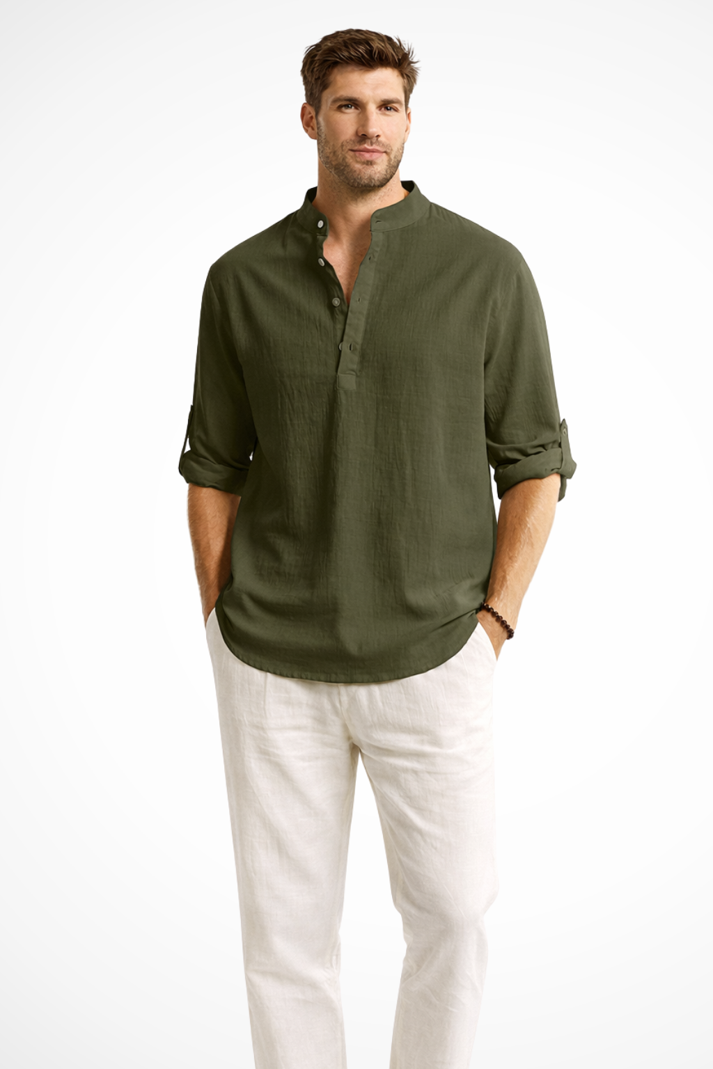 Men's Lightweight Linen Shirt | Casual Relaxed Fit Long Sleeve Summer Top 13