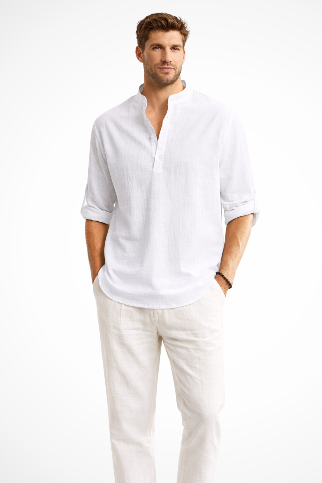 Men's Lightweight Linen Shirt | Casual Relaxed Fit Long Sleeve Summer Top 2