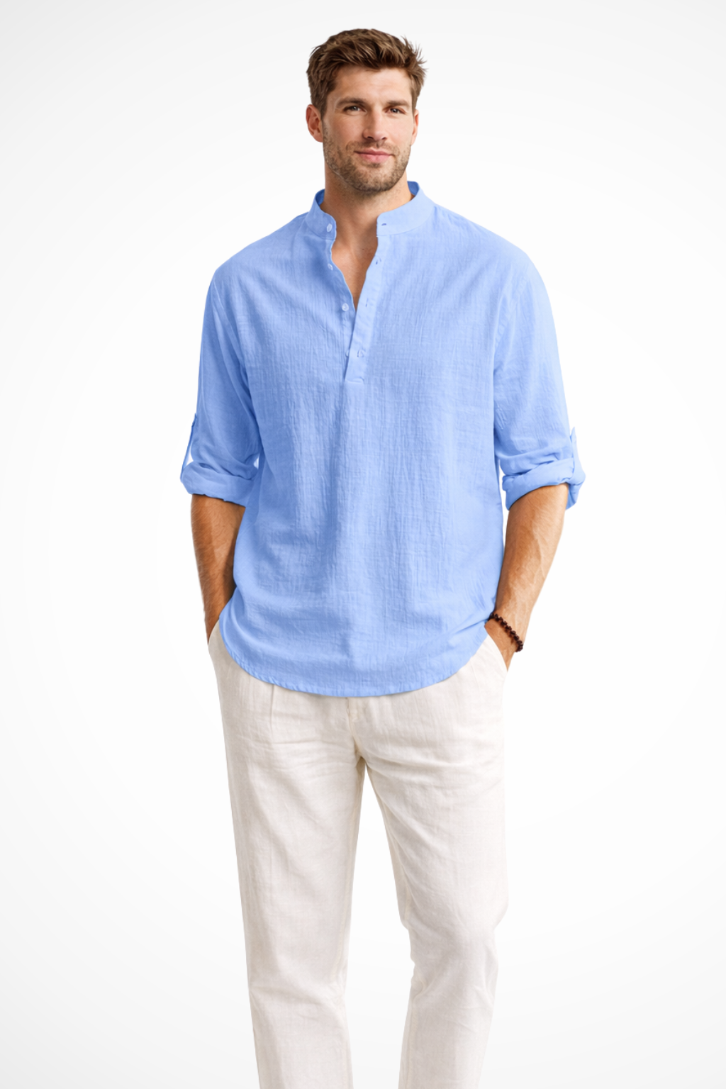 Men's Lightweight Linen Shirt | Casual Relaxed Fit Long Sleeve Summer Top 4