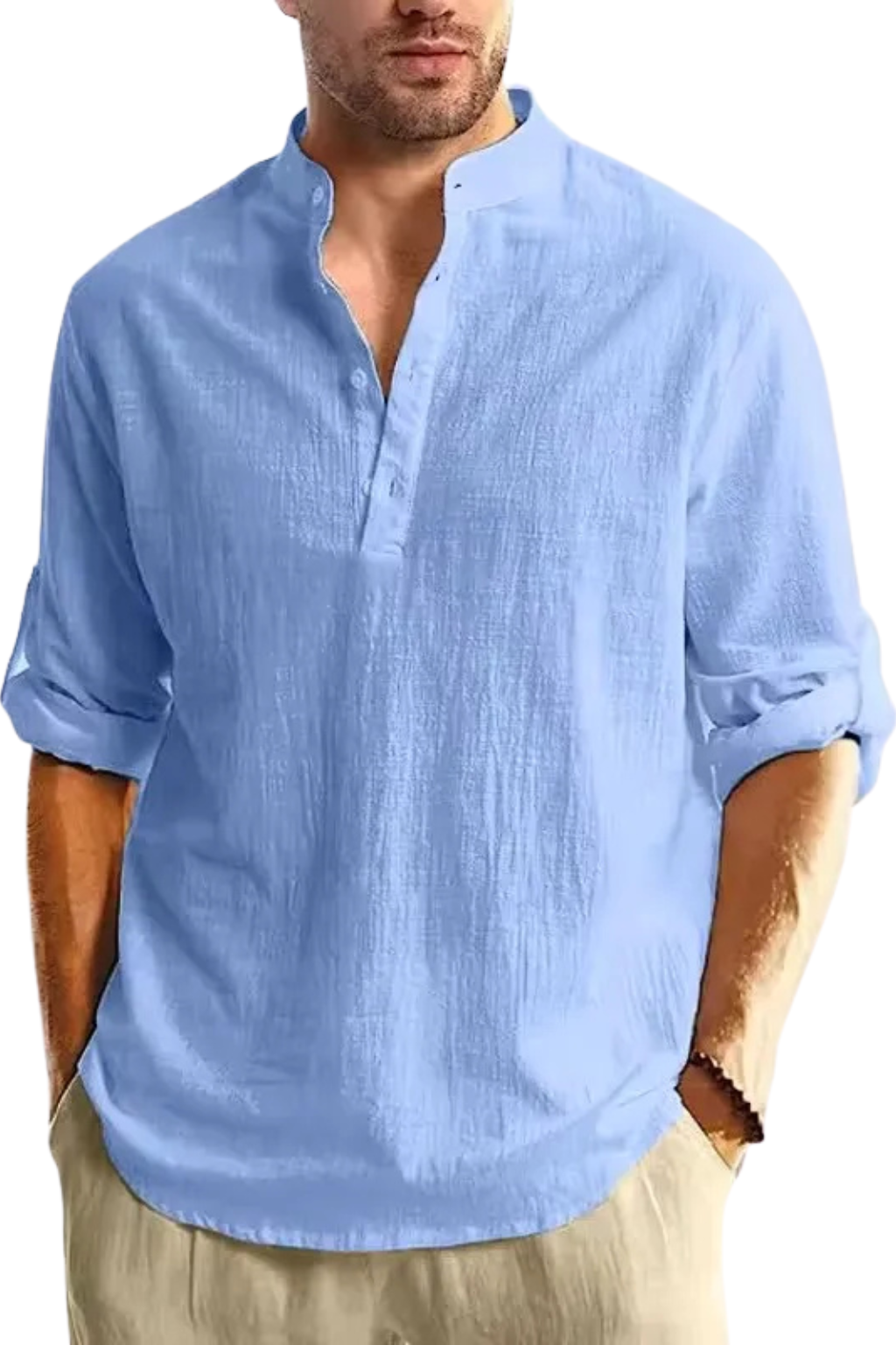 Men's Lightweight Linen Shirt | Casual Relaxed Fit Long Sleeve Summer Top 5