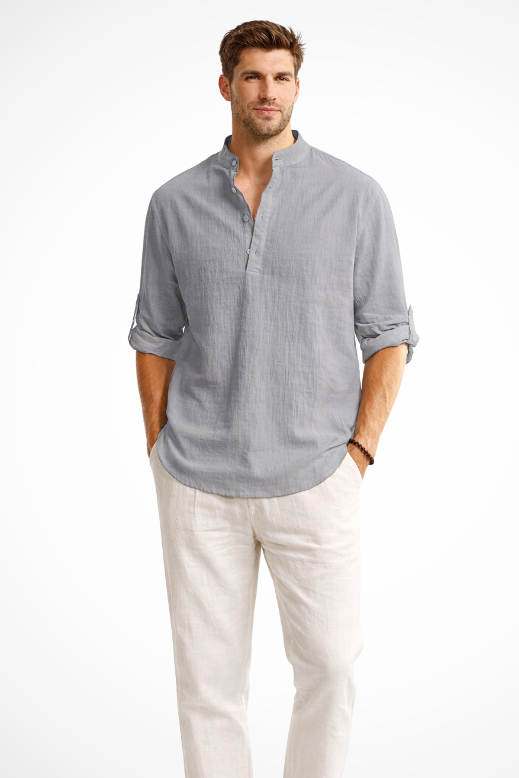 Men's Lightweight Linen Shirt | Casual Relaxed Fit Long Sleeve Summer Top 7