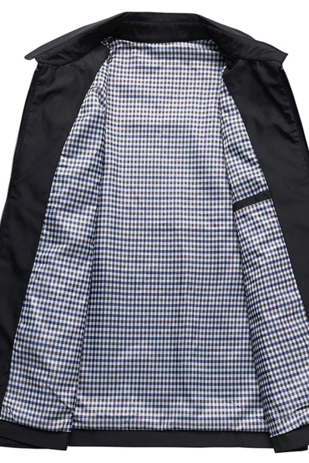 Men's Smooth Harrington Jacket | Classic Zip Front Coat with Check Lining 5