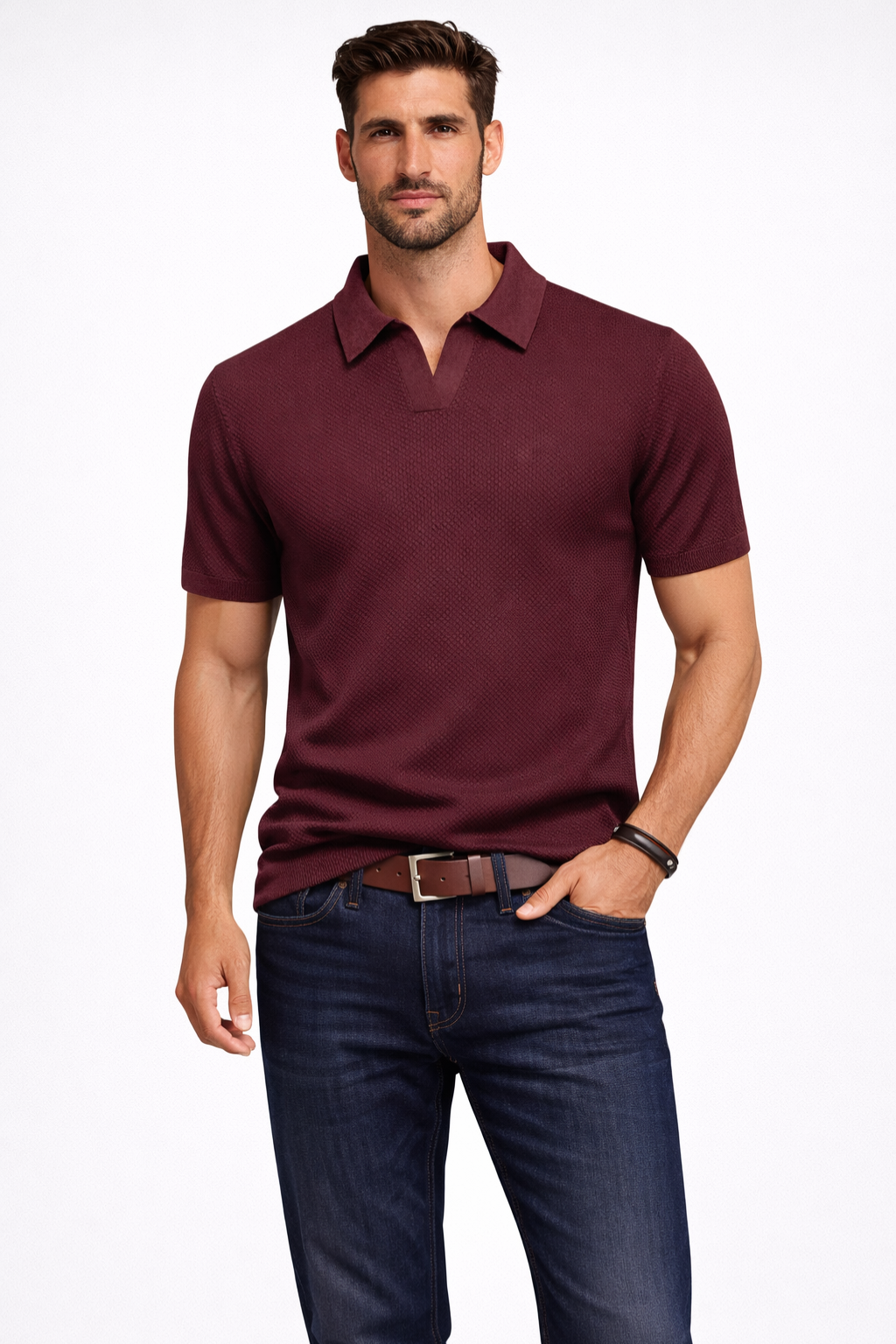Men's Textured Knit Polo Shirt | Short Sleeve Casual Top | Stylish Summer Wear 10