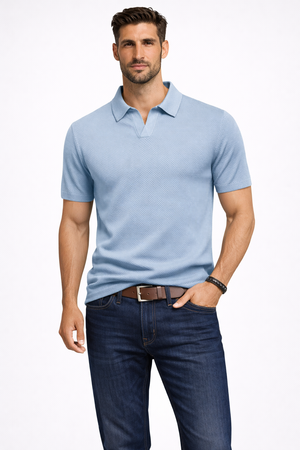 Men's Textured Knit Polo Shirt | Short Sleeve Casual Top | Stylish Summer Wear 12